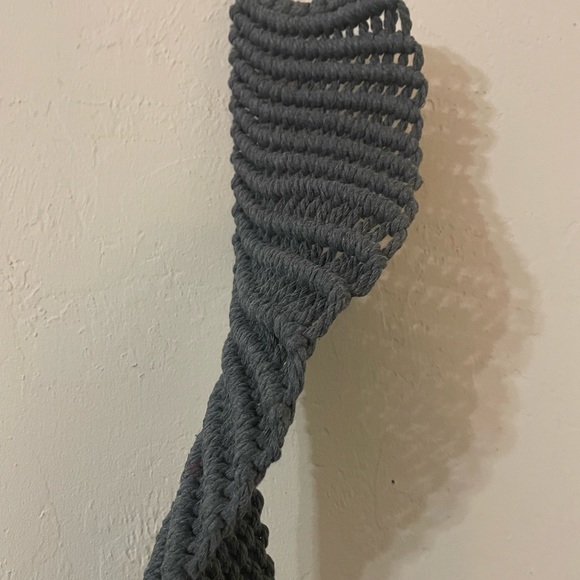 Dark grey macrame plant hanger US made - Picture 2 of 5